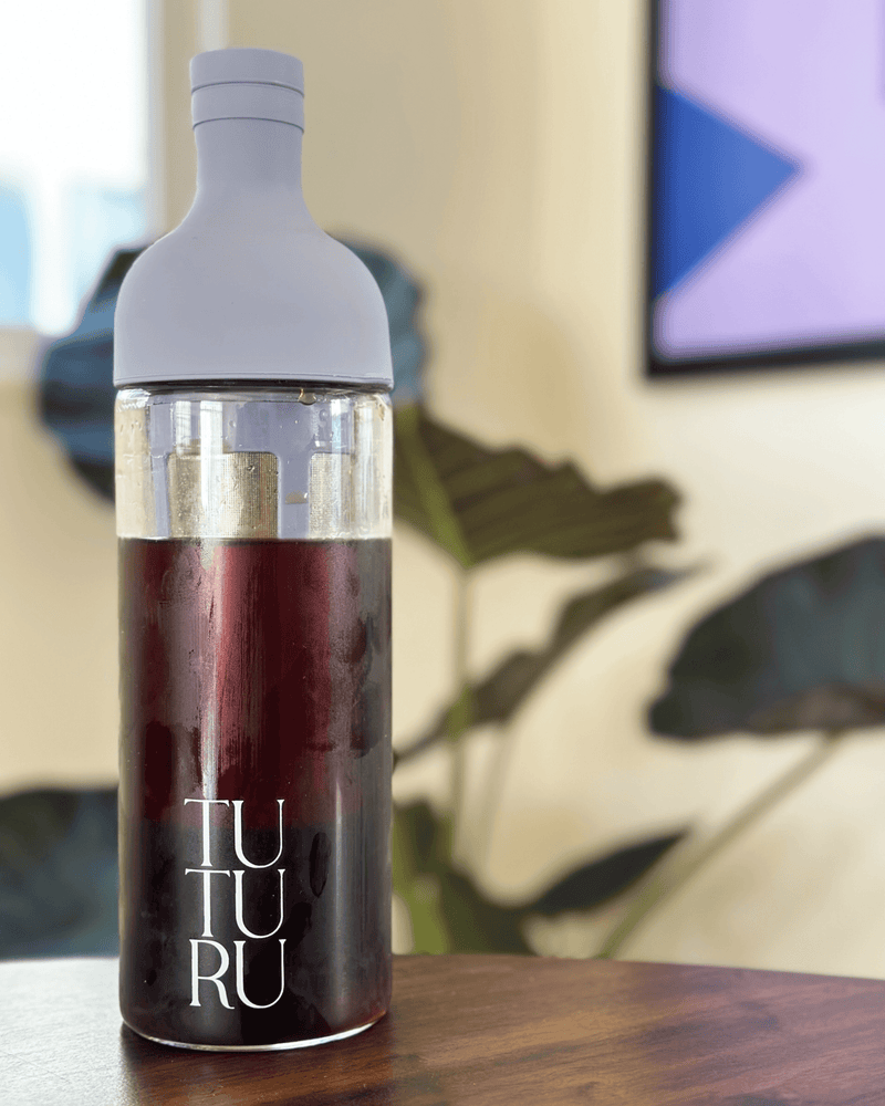 TUTURU premium glass cold brew bottle with stainless steel filter