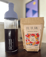 Tuturu Cold Brew Bottle plus Rose Vanilla Flavored Coffee Grounds